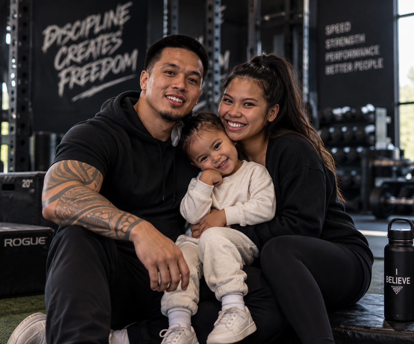 Coach with his family inside the training facility